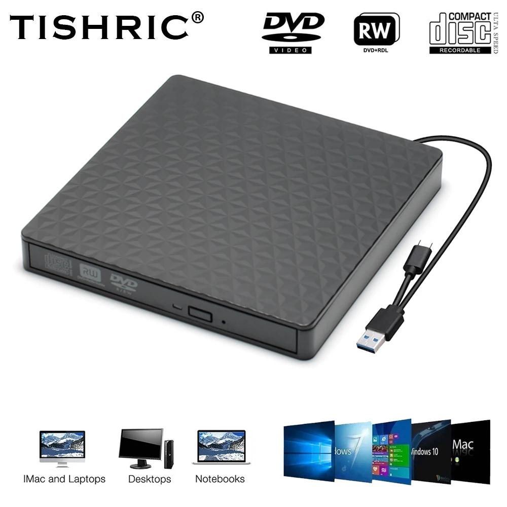 TISHRIC USB 3.0 C Ÿ  DVD CD  ̺,  ̺ CD ROM ũ , DVD RW  CD , Ʈ PC
